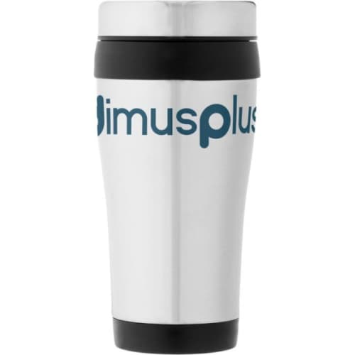 Promotional printed Elwood Insulated Tumbler in Black/Silver from Total Merchandise