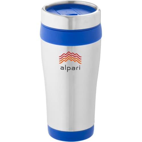 Promotional printed Elwood Insulated Tumbler in Blue/Silver from Total Merchandise