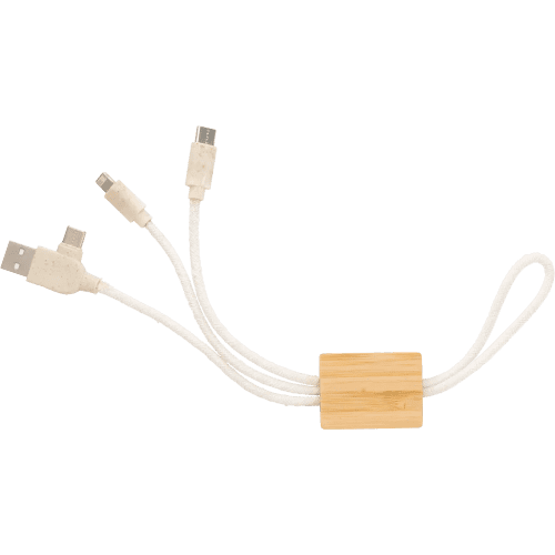 Custom Custom-branded bamboo USB chargers with a branded design from Total Merchandise