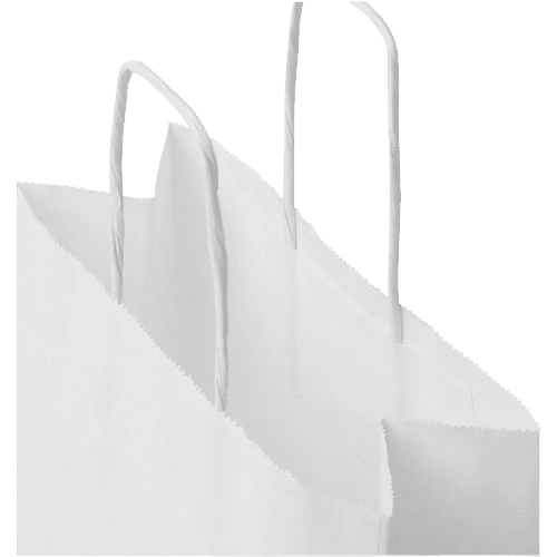 Logo Printed Small White Kraft Paper Bag with Twisted Handles from Total Merchandise