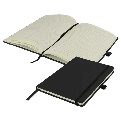 Logo Printed A5 Watson Notebook with Soft PU Finish in Black from Total Merchandise