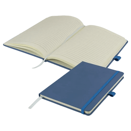 Logo Branded A5 Watson Notebook with Soft PU Finish in Blue from Total Merchandise
