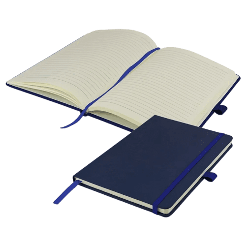 Custom Printed A5 Watson Notebook with Soft PU Finish in Navy from Total Merchandise
