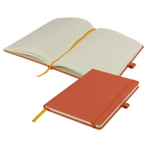 Promotional A5 Watson Notebook with Soft PU Finish in Orange from Total Merchandise