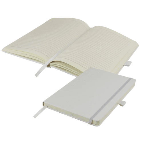 Custom Printed A5 Watson Notebook with Soft PU Finish in White from Total Merchandise