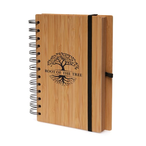 Promotional Spiral Bamboo Notebook in Natural Printed with your company logo from Total Merchandise