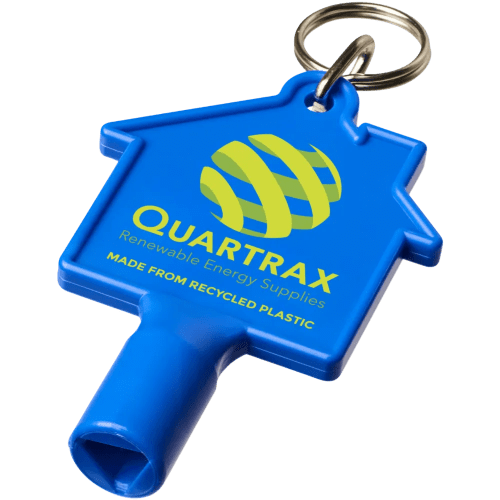 Custom printed Recycled Plastic House-Shaped Utility Keychain from Total Merchandise