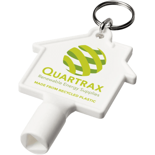 Logo branded Recycled Plastic House-Shaped Utility Keychain from Total Merchandise