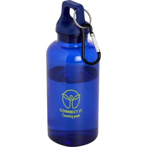 Custom Branded Oregon 400ml RCS Recycled Plastic Water Bottles with Carabiner in Blue