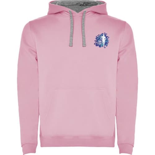 Promotional Printed Roly Urban Men's Hoodie in Light Pink/Grey Marl from Total Merchandise