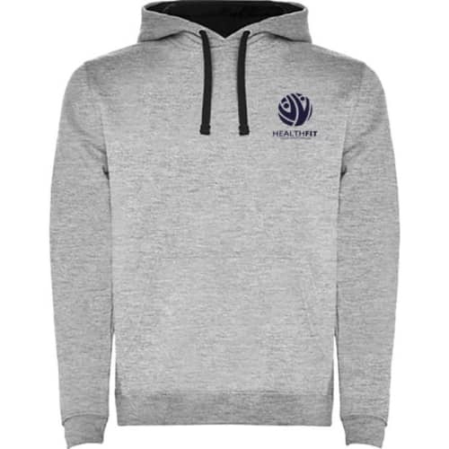 Custom Embroidered Roly Urban Men's Hoodie in Grey Marl/Solid Black from Total Merchandise