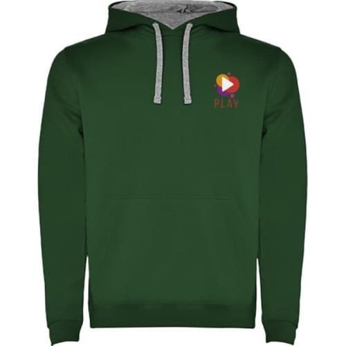 Promotional printed Roly Urban Men's Hoodie in Bottle Green/Grey Marl from Total Merchandise