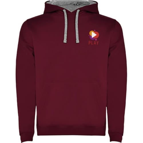 Custom Branded Roly Urban Men's Hoodie in Maroon/Grey Marl from Total Merchandise