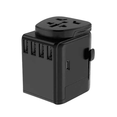 Promotional Voyager 5 Port Travel Adaptor in Black from Total Merchandise