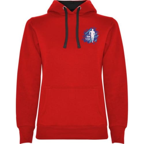 Custom printed Roly Urban Women's Hoodie in Red/Solid Black from Total Merchandise