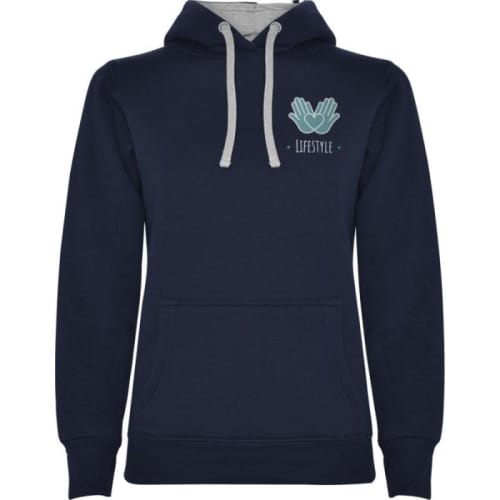 Custom printed Roly Urban Women's Hoodie in Navy Blue/Grey Marl  from Total Merchandise