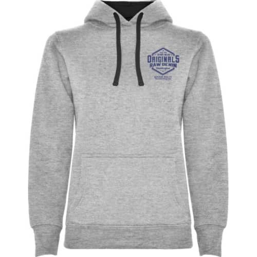 Custom printed Roly Urban Women's Hoodie in Grey Marl/Solid Black from Total Merchandise