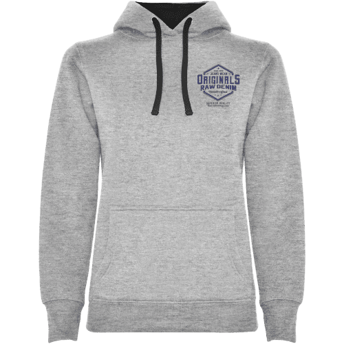 Custom printed Roly Urban Women's Hoodie in Grey Marl/Solid Black from Total Merchandise