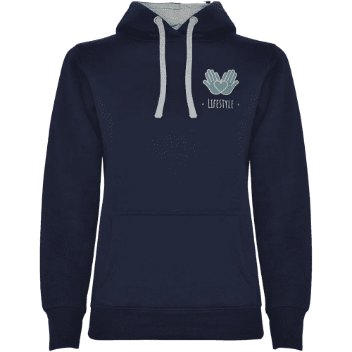 Custom printed Roly Urban Women's Hoodie in Navy Blue/Grey Marl from Total Merchandise