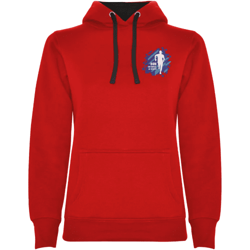Custom printed Roly Urban Women's Hoodie in Red/Solid Black from Total Merchandise