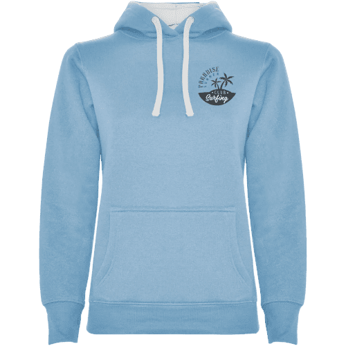 Custom printed Roly Urban Women's Hoodie in Sky Blue/White from Total Merchandise