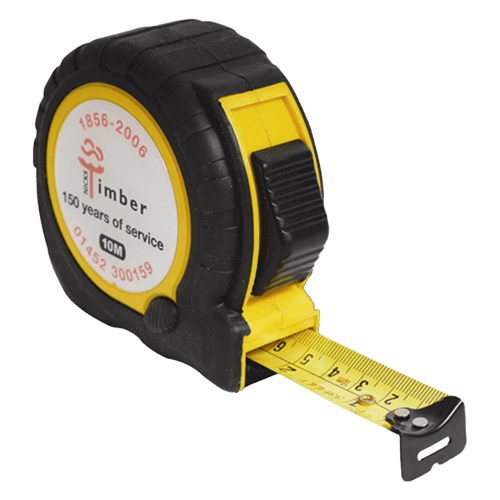 Personalised 10m Trade Tape Measure with a full colour printed label to 1 side.