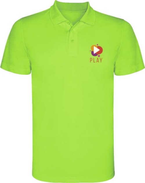 Promotional Roly Monzha Short Sleeve Men's Sports Polo in Lime Green from Total Merchandise