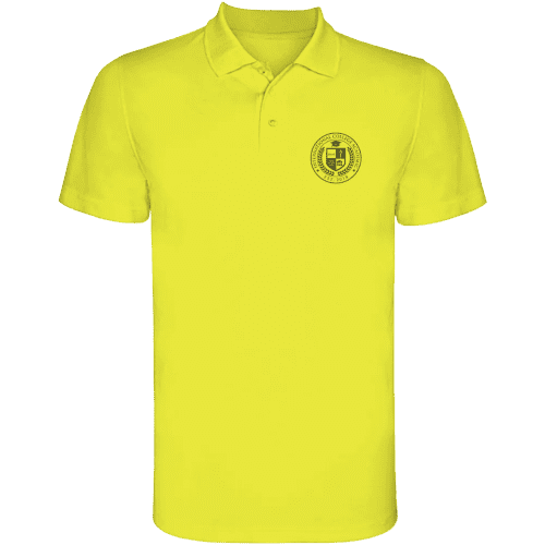 Promotional Roly Monzha Short Sleeve Men's Sports Polo in Fluorescent Yellow from Total Merchandise