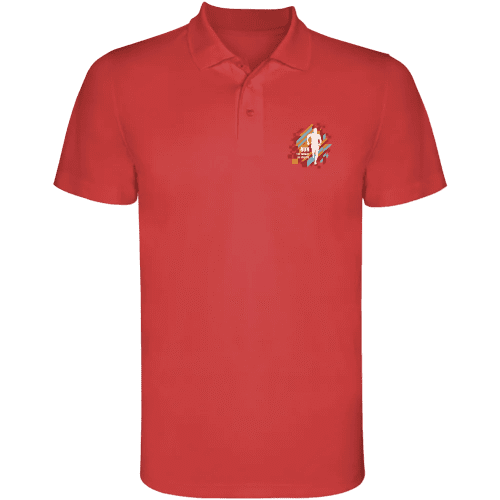 Promotional printed Roly Monzha Short Sleeve Men's Sports Polo in Red from Total Merchandise