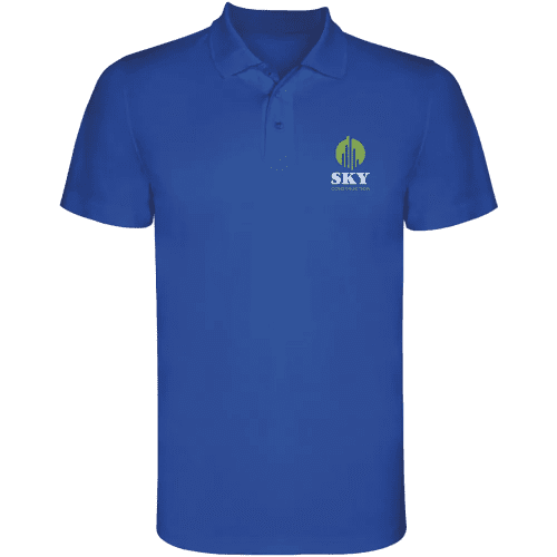 Promotional printed Roly Monzha Short Sleeve Men's Sports Polo in Royal Blue from Total Merchandise