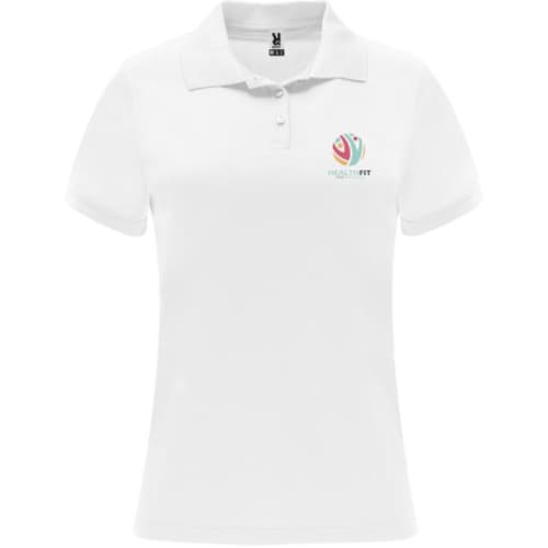 Logo Branded Roly Monzha Short Sleeve Women's Sports Polo in White from Total Merchandise