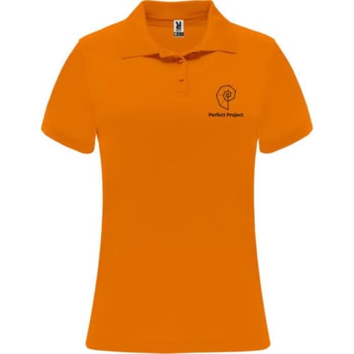 Logo printed Roly Monzha Short Sleeve Women's Sports Polo in Fluorescent Orange from Total Merchandise