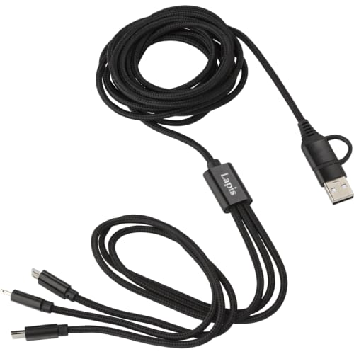 Logo Branded Multi-Charging Cable with a design from Total Merchandise - Black