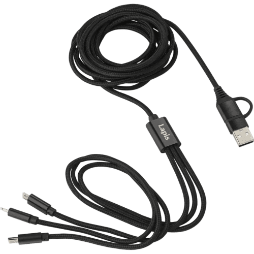 Logo Branded Multi-Charging Cable with a design from Total Merchandise - Black