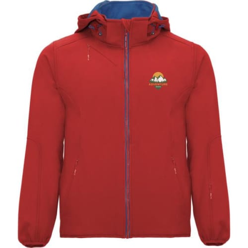 Logo branded Roly Siberia Unisex Softshell Jacket with a design from Total Merchandise - Red