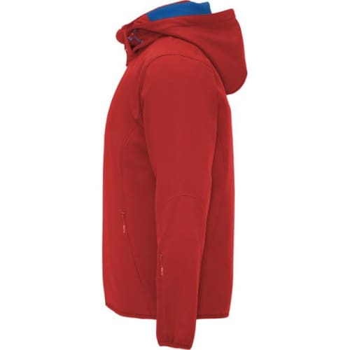 Branded Roly Siberia Unisex Softshell Jacket with a design from Total Merchandise - Red (side)