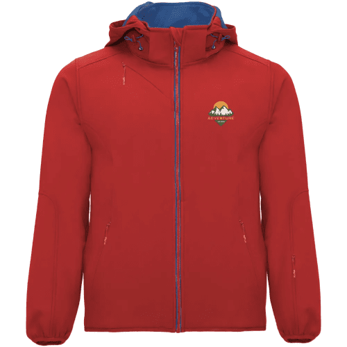 Logo branded Roly Siberia Unisex Softshell Jacket with a design from Total Merchandise - Red