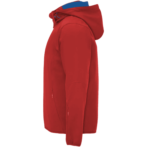 Branded Roly Siberia Unisex Softshell Jacket with a design from Total Merchandise - Red (side)