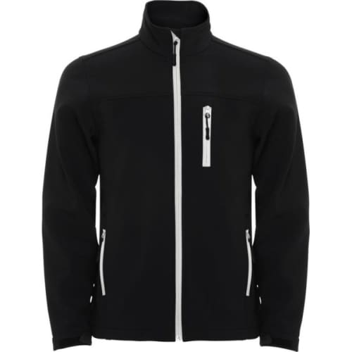 Custom branded Roly Antartida Mens Softshell Jackets with a design from Total Merchandise - Black