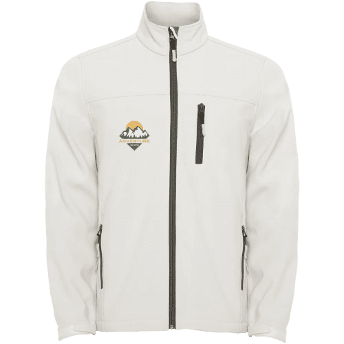 Printed Roly Antartida Men's Softshell Jacket with a design from Toal Merchandise - Pearl white