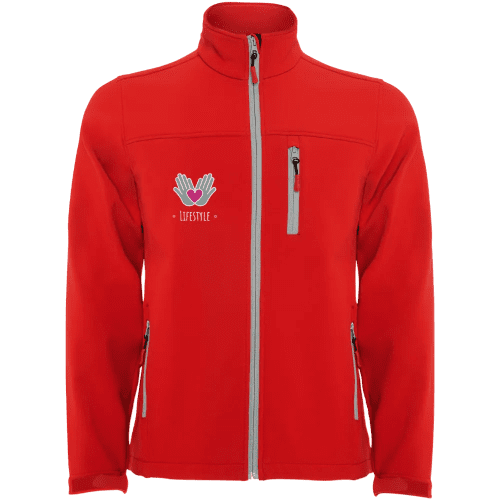 Logo Branded Roly Antatida Men's Softshell Jacket with a design from Total Merchandise - Red
