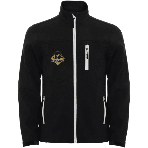 Custom branded Roly Antartida Mens Softshell Jackets with a design from Total Merchandise - Black
