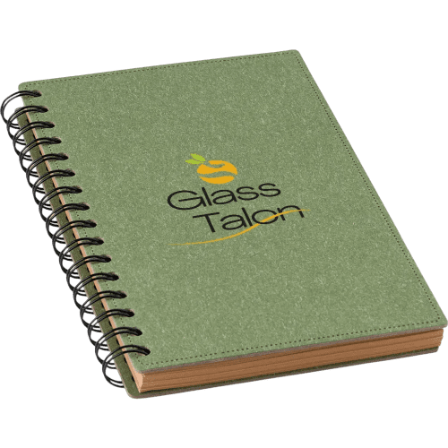 Logo branded Recycled Hard Cover Notebook with a design from Total Merchandise - green