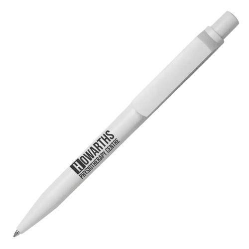 Promotional Matte Recycled Ball Pen in White with a design from Total Merchandise