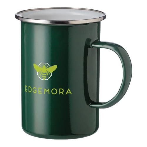 Promotional printed Enamelled Steel Mug with a design from Total Merchandise - Green