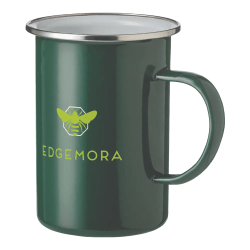 Promotional printed Enamelled Steel Mug with a design from Total Merchandise - Green