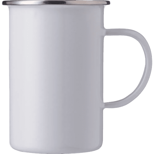 Branded Enamelled Steel Mug with a design from Total Merchandise - White