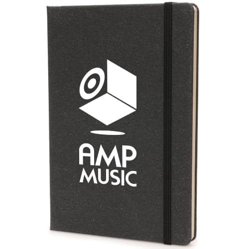 Logo branded A5 Hardcover Leather Notebook with a design from Total Merchandise - Black