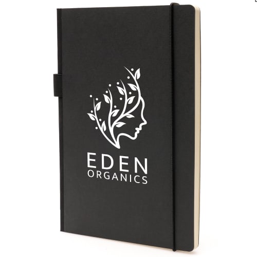 Custom branded A5 Card Notebook with a design from Total Merchandise - Black