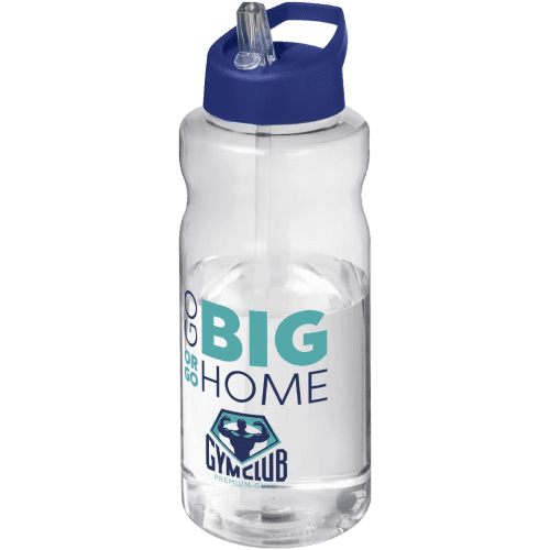 Promotional H2O Active® Big Base 1 Litre Spout Lid Sport Bottle in Clear/Blue from Total Merchandise
